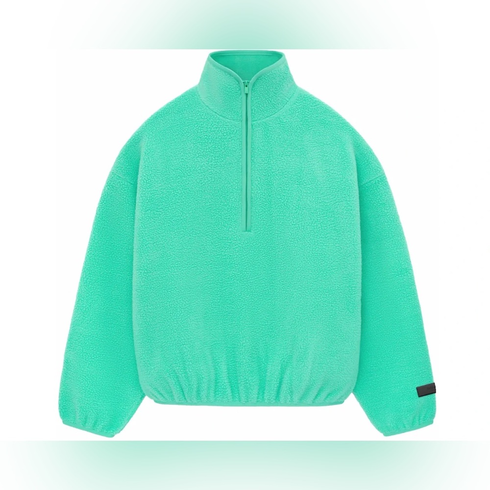 Essentials Fear of God Polar Fleece Half Zip Mockneck Pullover Mint Leaf Green M